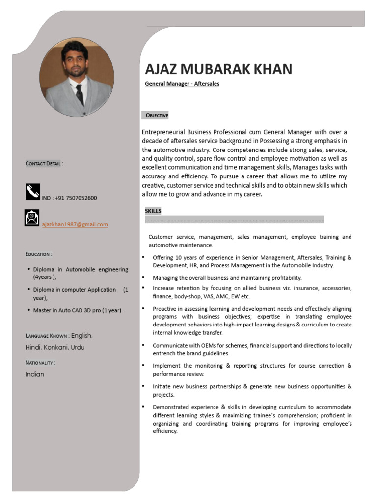 Ajaz Mubarak Khan (Resume) | PDF | Employee Retention | Business