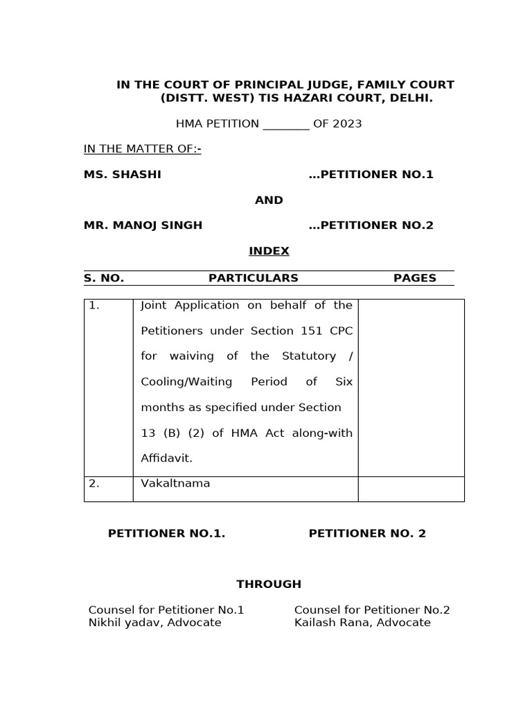 Shashi Second Motion Final | PDF | Affidavit | Divorce