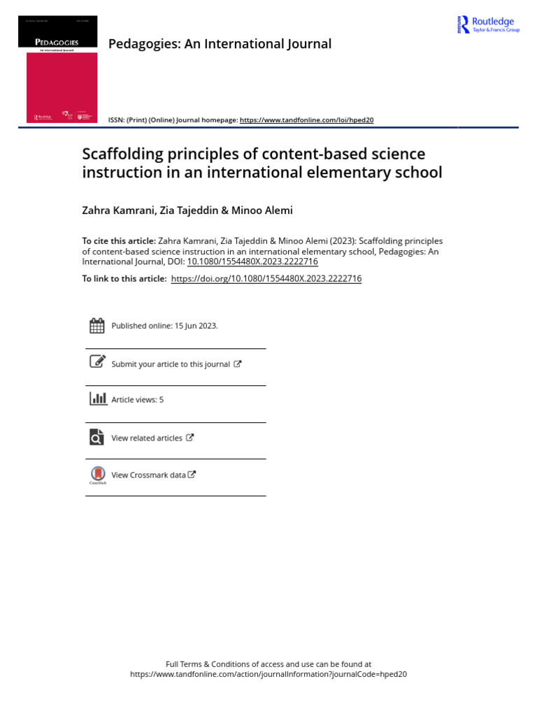 Scaffolding in International Science Education | PDF | Teachers | Pedagogy