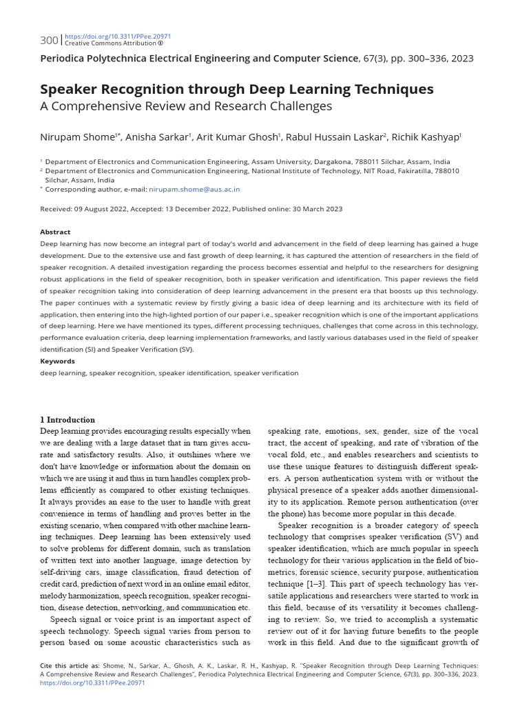 Speaker Recognition Through Deep Learning Techniques: A Comprehensive ...