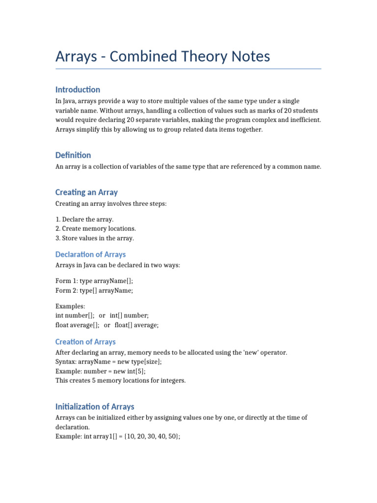 Java Arrays: Creation and Operations Guide | PDF | Variable (Computer ...