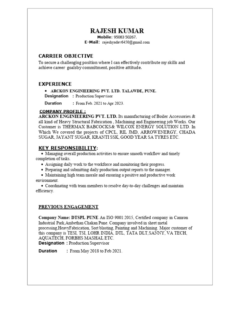 Rajesh CV | PDF
