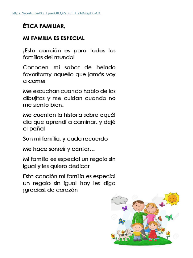 Letra Canción A La Familia | PDF