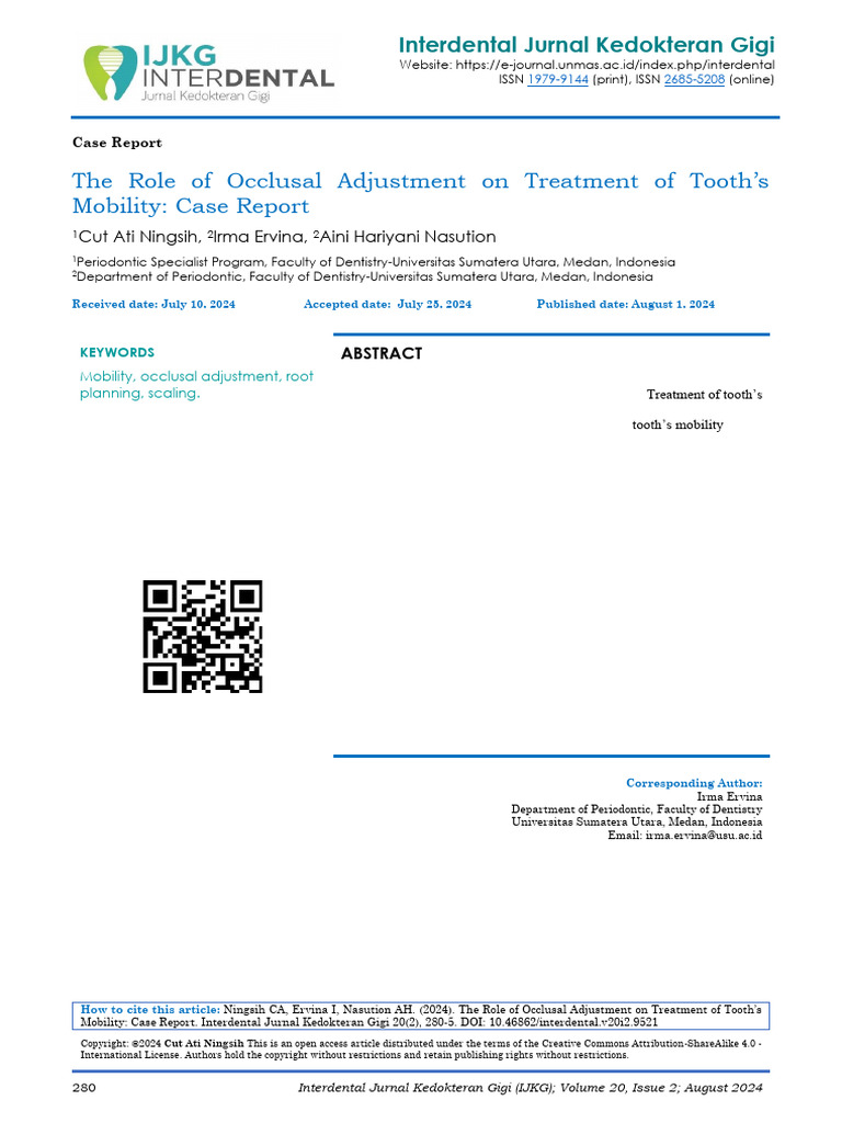 Occlusal Adjustment for Tooth Mobility Treatment | PDF | Periodontology ...