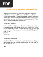 Verbatim and Clean Transcription Guidelines | PDF | Quotation Mark | Speech