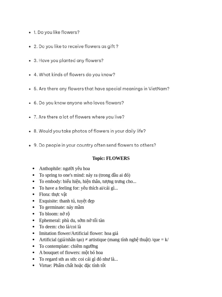 Topic Flowers | PDF