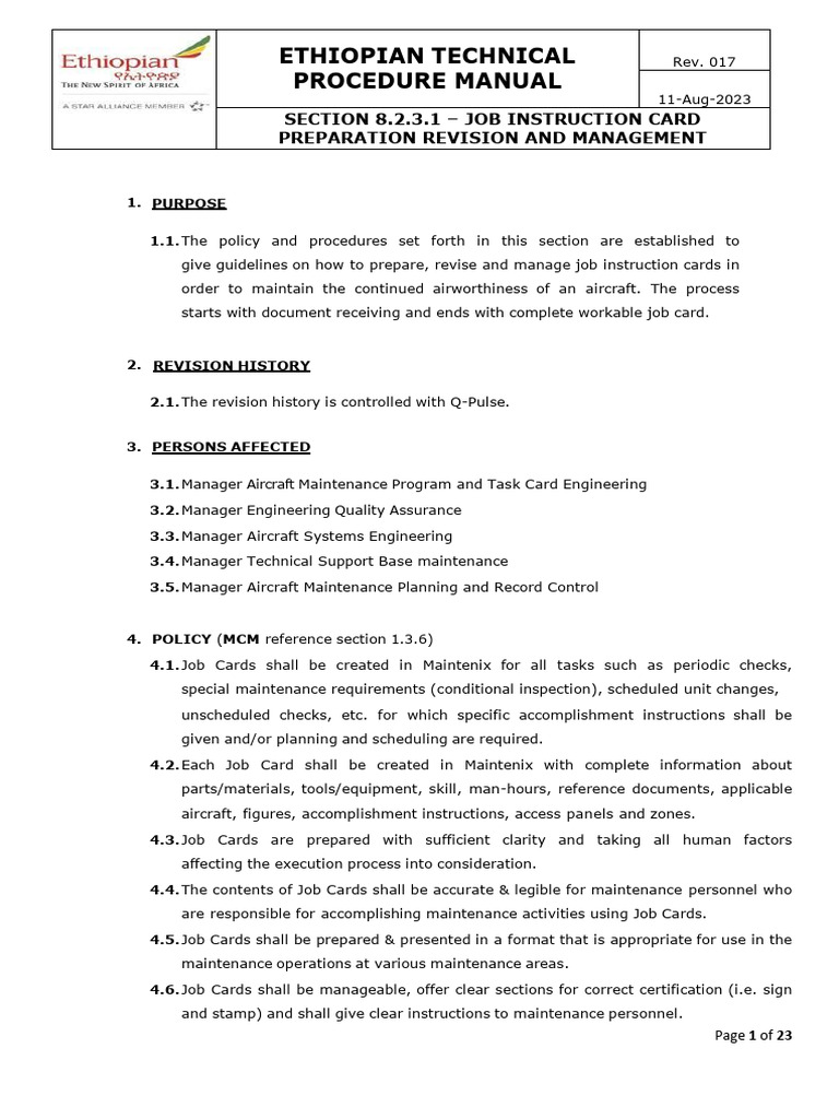 Job Instruction Card Management Guide | PDF | Aircraft | Aviation