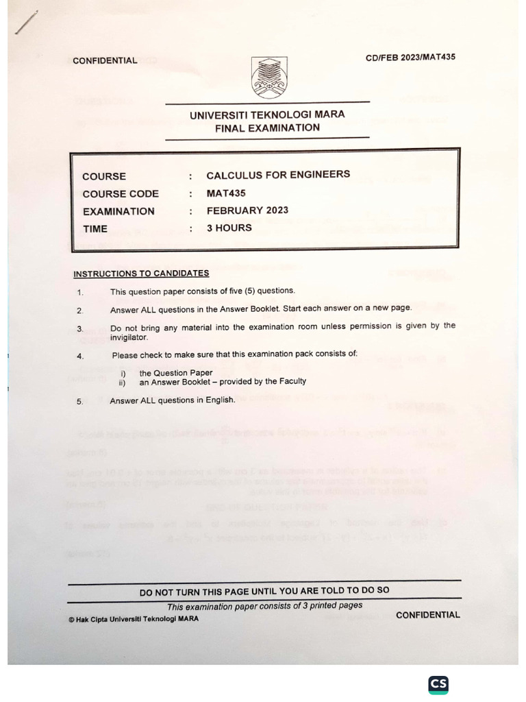 9.MAT435 Feb2023 | PDF