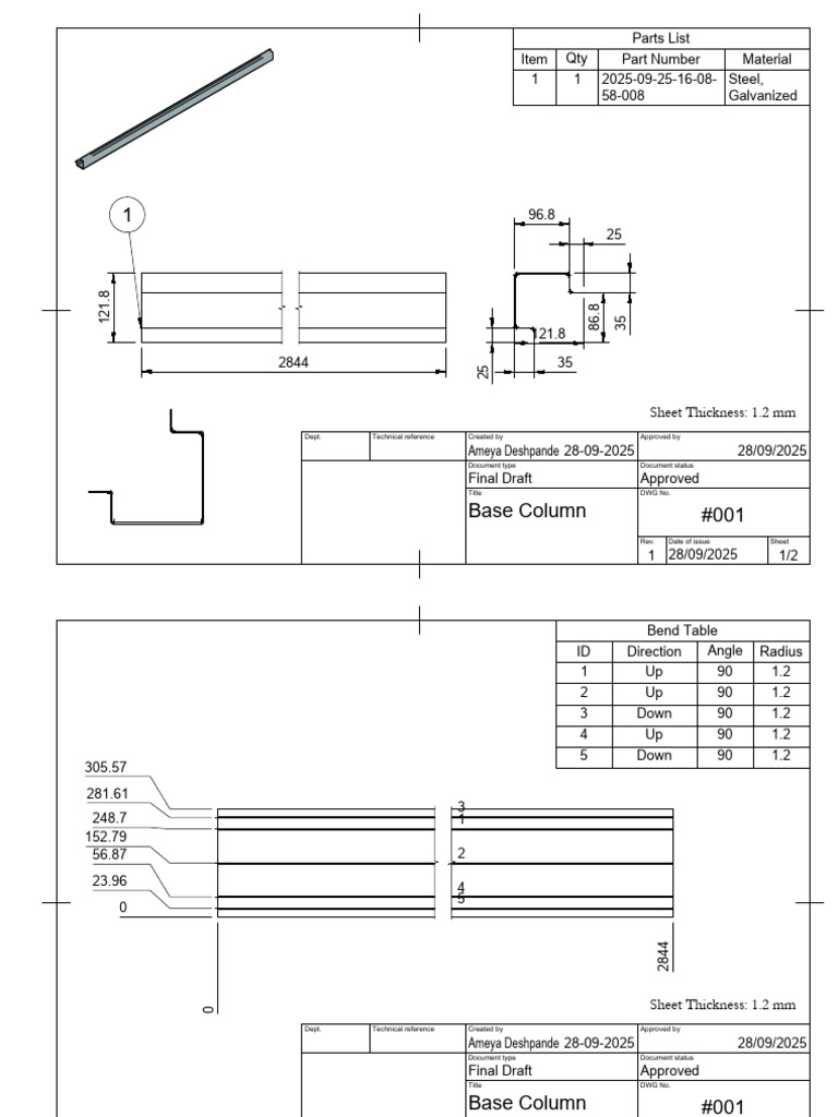 Base Column Drawing Specifications | PDF | Mechanical Engineering ...