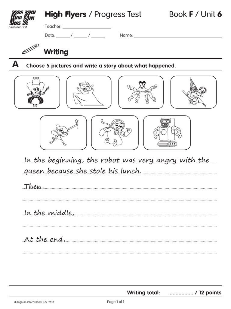 Story Writing Progress Test Unit 6 | PDF