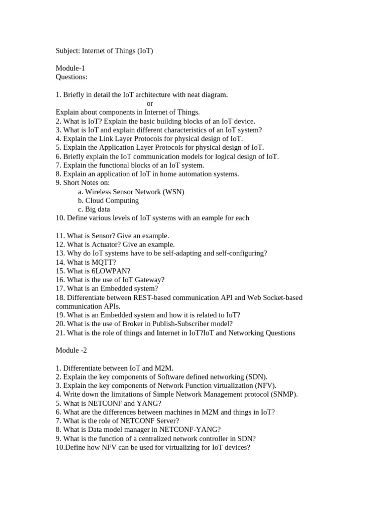 BCS701 IoT Notes and Key Concepts | PDF