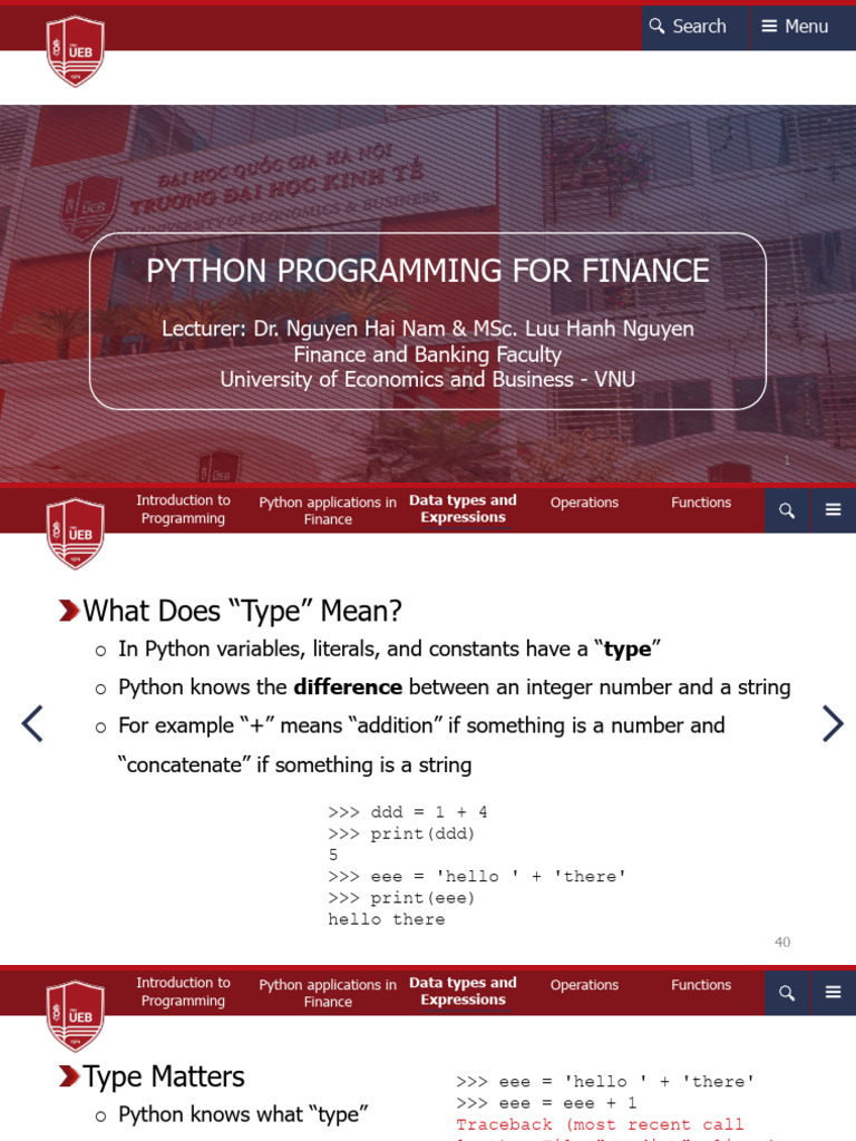 Python Finance Programming Basics | PDF | Data Type | Boolean Data Type