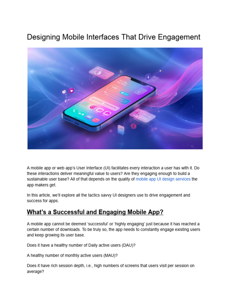 Designing Mobile Interfaces That Drive Engagement | PDF | Mobile App ...