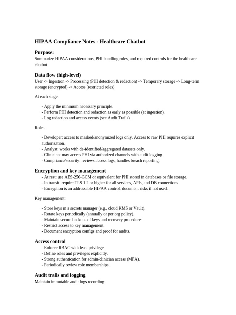 HIPAA Compliance for Healthcare Chatbots | PDF | Health Insurance ...