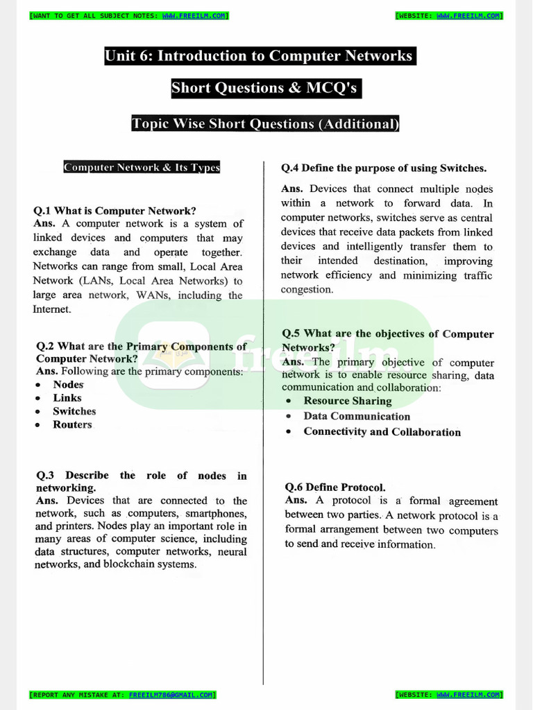 9th Computer New Ch6 SQ and MCQs | PDF