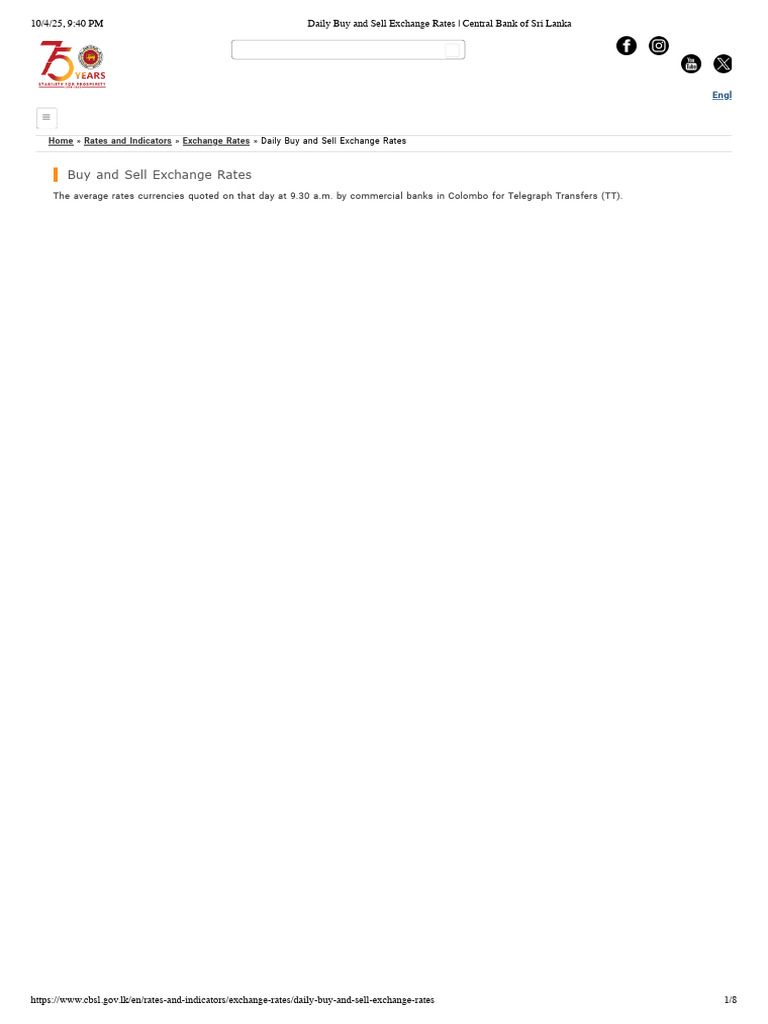 Daily Exchange Rates - CBSL Updates | PDF | Exchange Rate | Economies