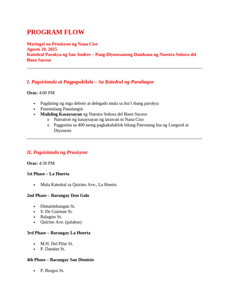 Maringal Na Prusisyon Program Flow | PDF