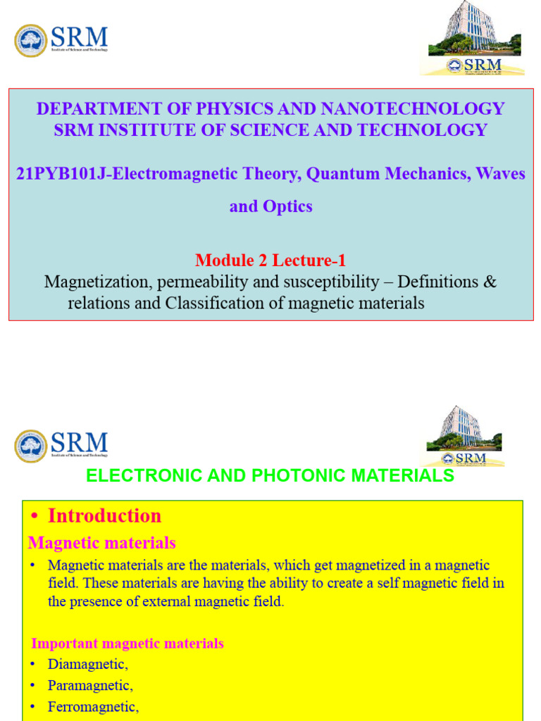 Magnetic Materials: Types and Properties | PDF | Ferromagnetism | Magnetism