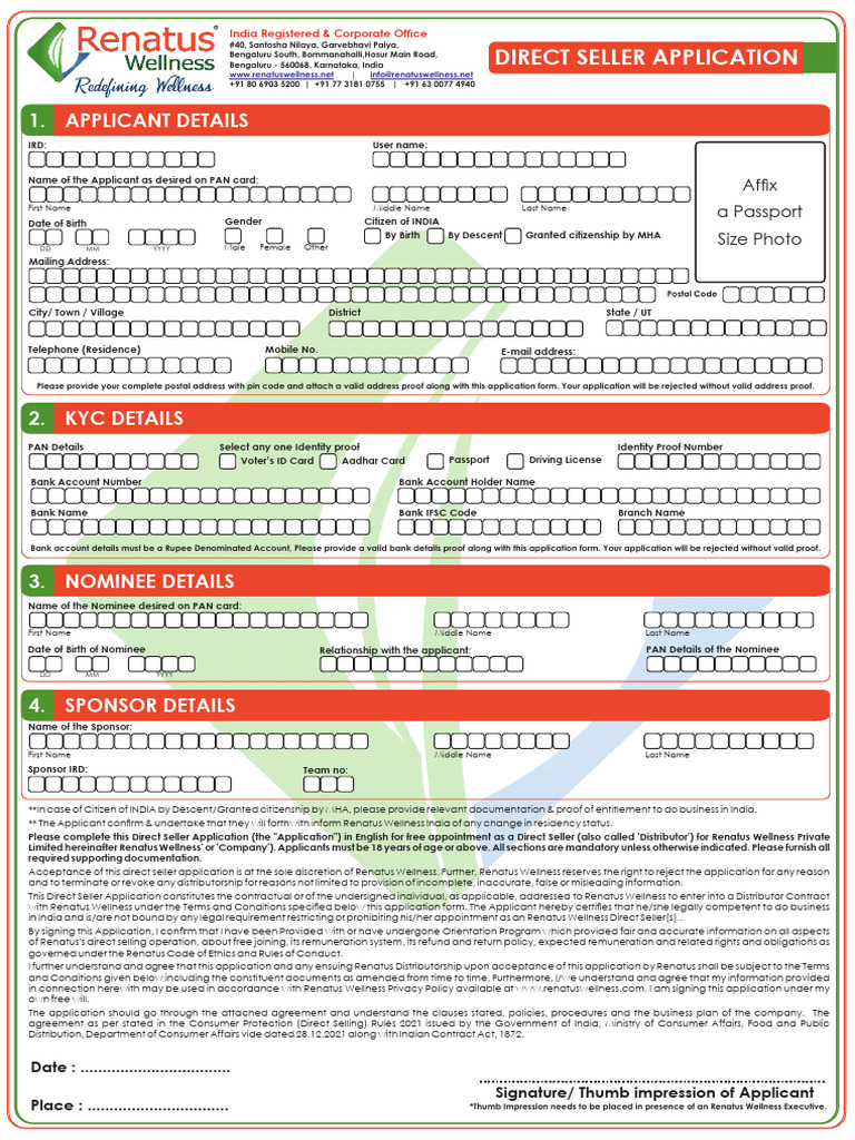 Direct Seller Application and Agreement 2025 | PDF | Employment | Sales