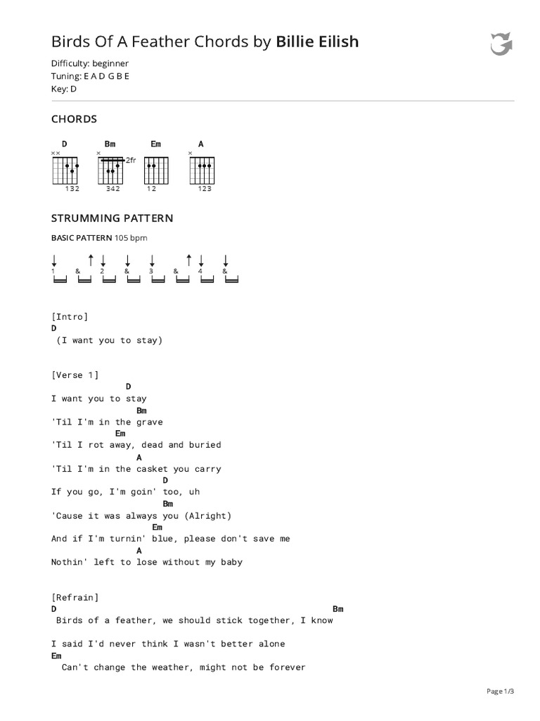 Billie Eilish - Birds of a Feather Chords | PDF | Song Structure ...