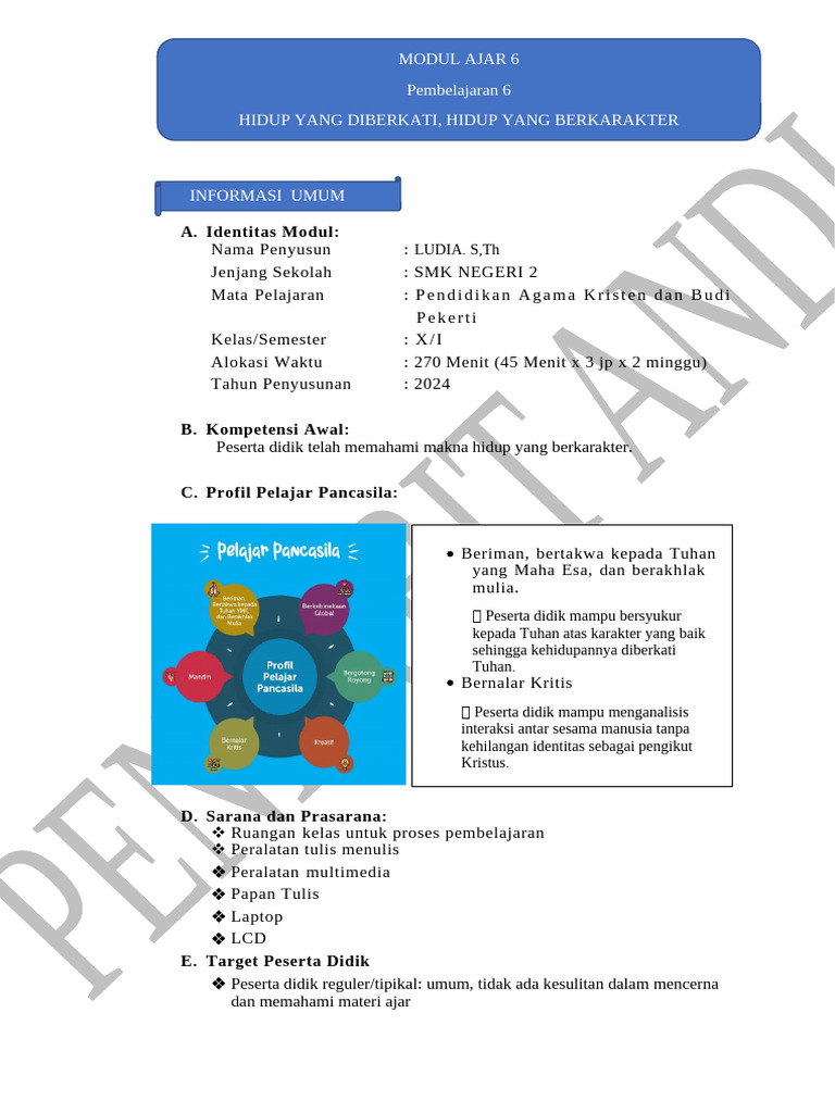 Modul Ajar 6 - SMK ls10. | PDF