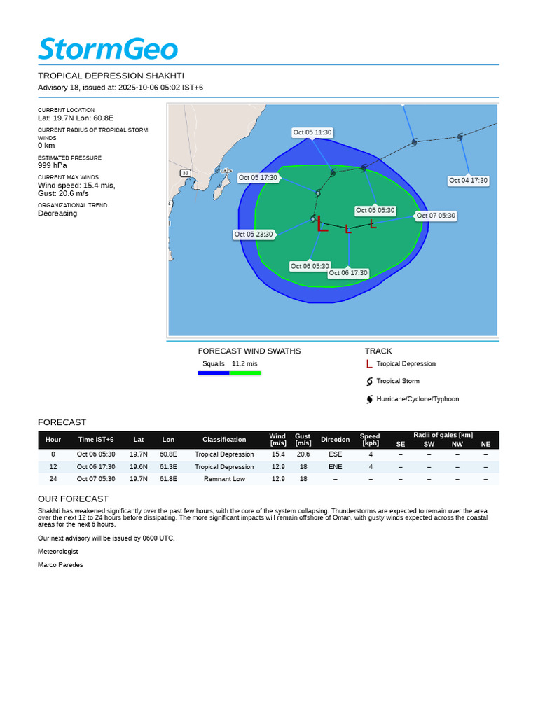 StormGeo Seamec Limited 2025100523 | PDF | Tropical Cyclones | Wound