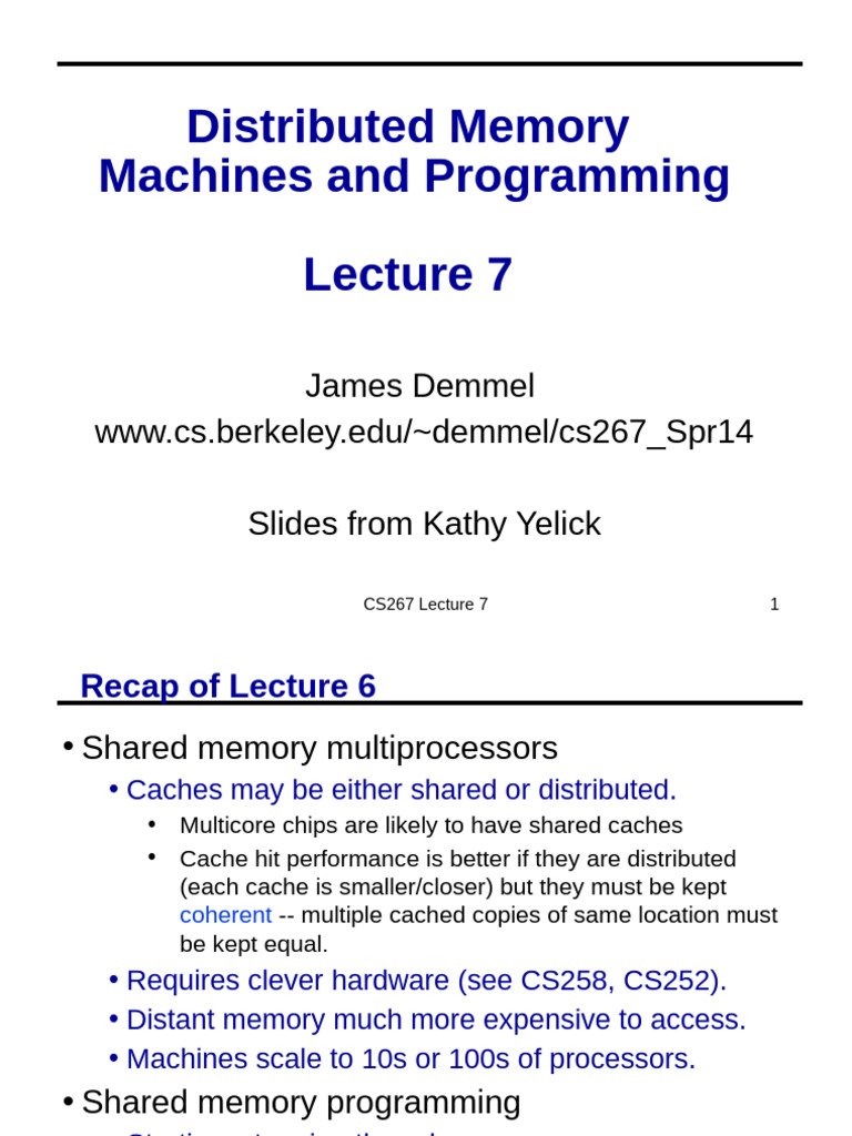 Distributed Memory Machines Overview | PDF | Message Passing Interface ...