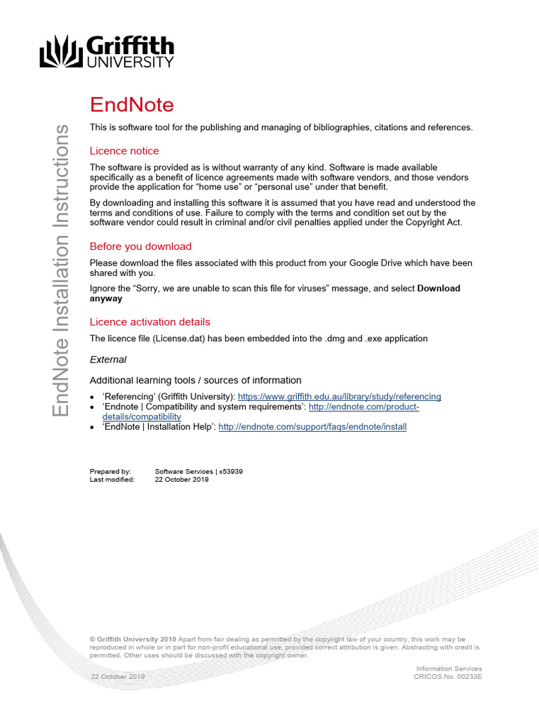 EndNote Installation Guide for Users | PDF | License | Software