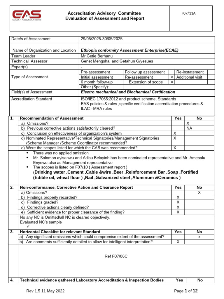 ECAE Accreditation Assessment Report 2025 | PDF