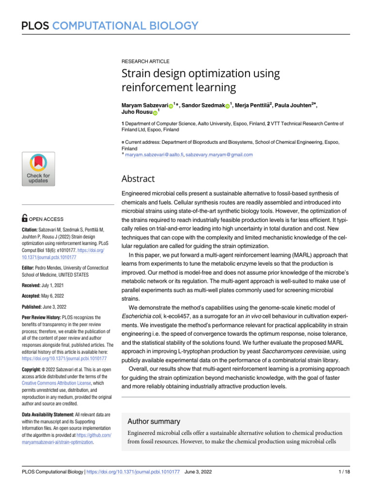 Reinforcement Learning for Strain Optimization | PDF | Support Vector ...