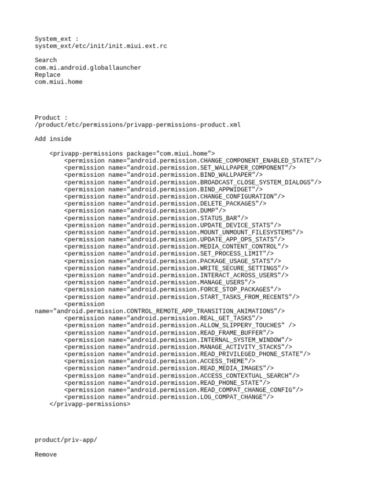 MIUI Home Permissions Configuration Guide | PDF | System Software ...