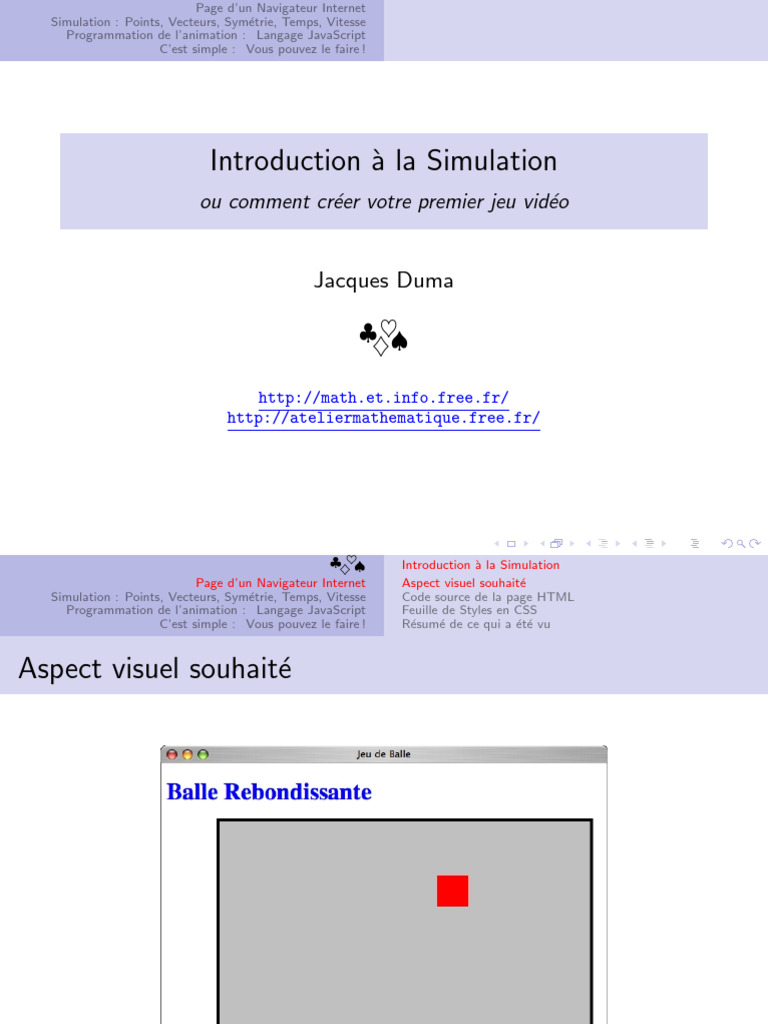 Introduction à la Simulation en JavaScript | PDF | JavaScript | Html