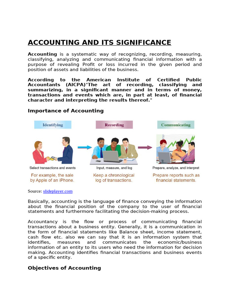 Importance of Accounting Explained | PDF | International Financial ...
