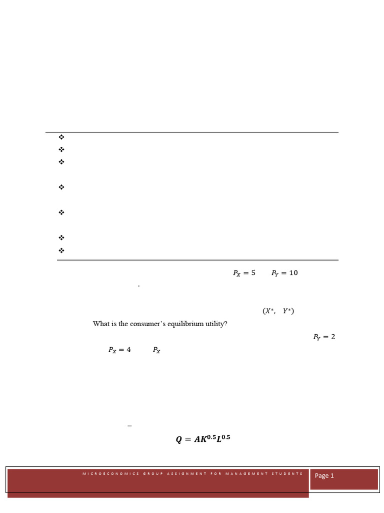 Microeconomics Group Assignment Guide | PDF | Average Cost | Economics
