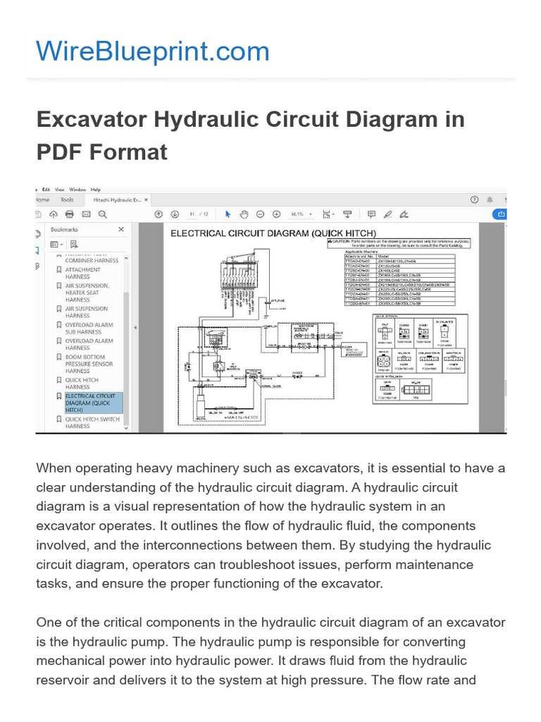 Excavator Hydraulic Circuit Overview | PDF | Valve | Pump