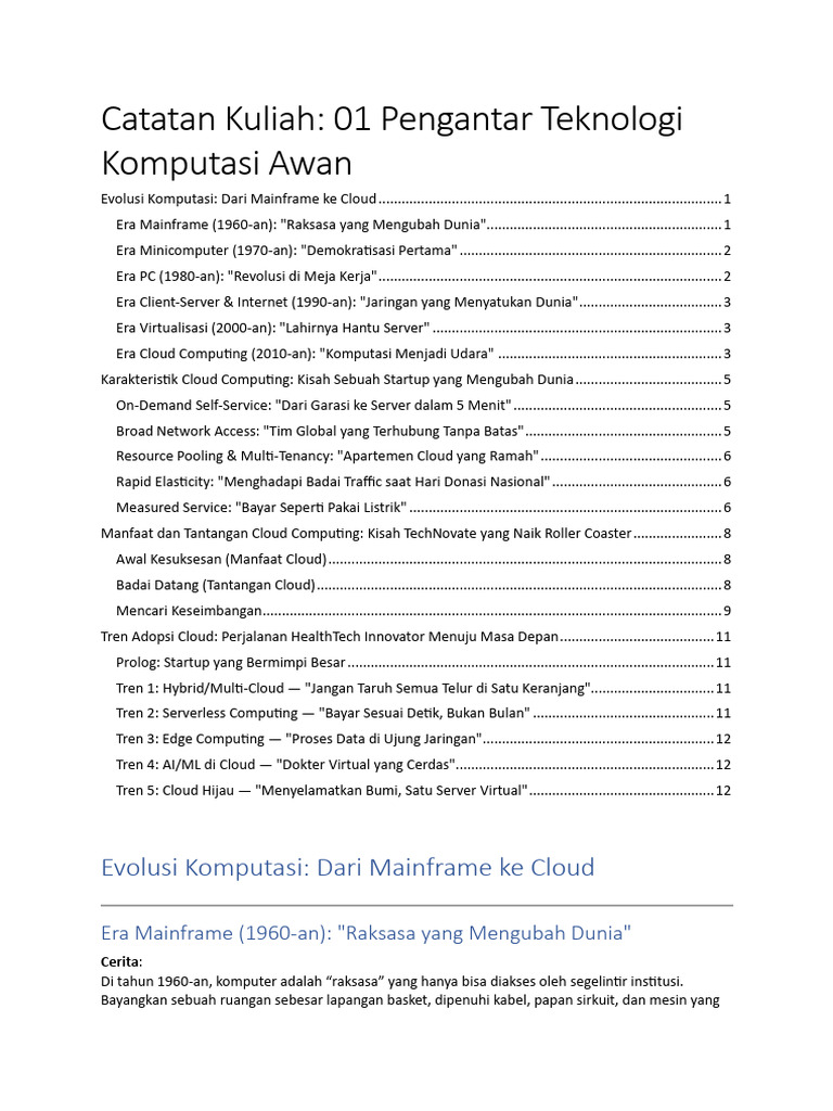 Evolusi dan Karakteristik Cloud Computing | PDF