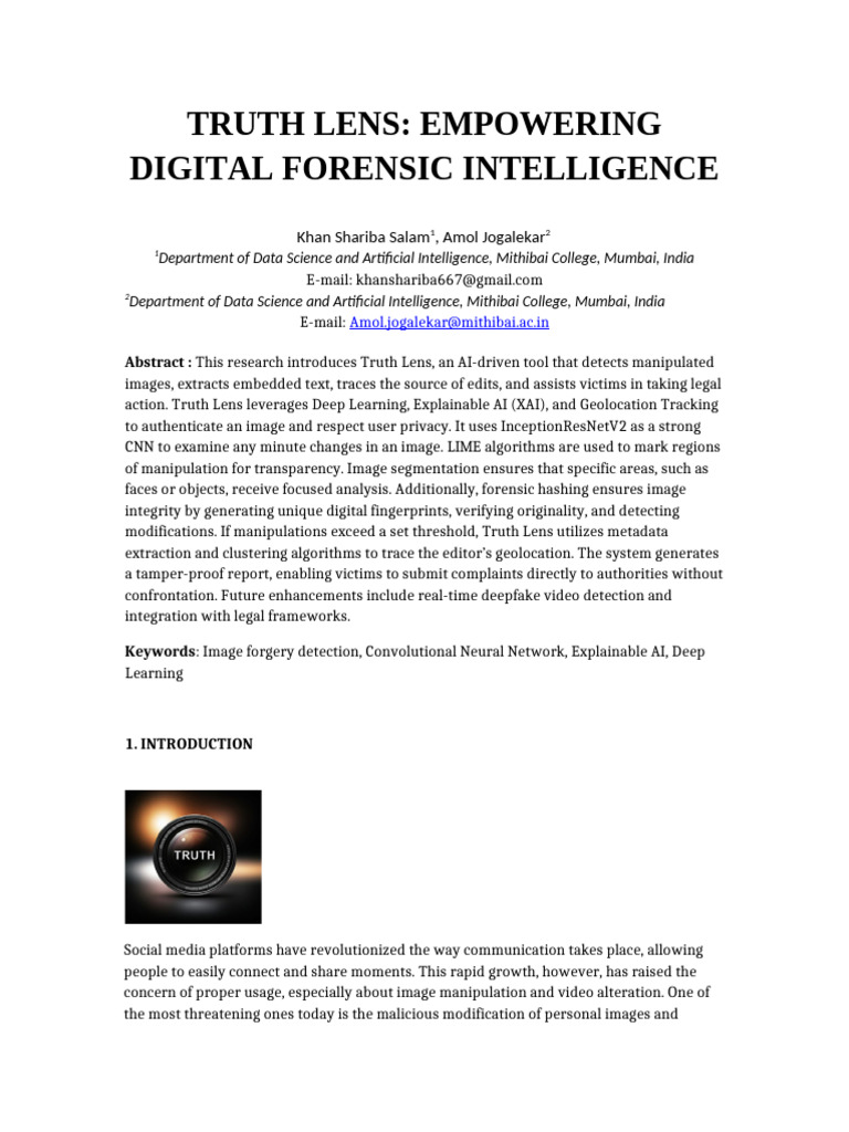 Truth Lens: AI Tool for Image Integrity | PDF | Optical Character ...