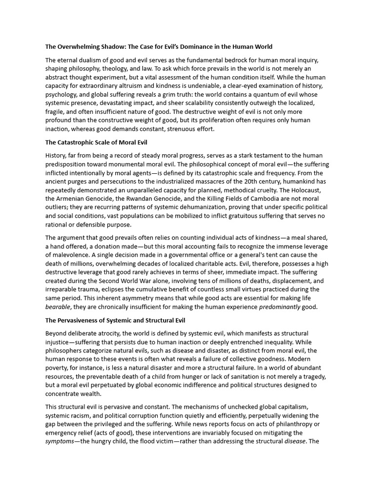 The Dominance of Evil in Humanity | PDF | Evil | Suffering