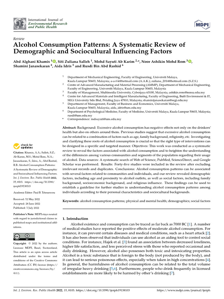 Alcohol Consumption Patterns | PDF