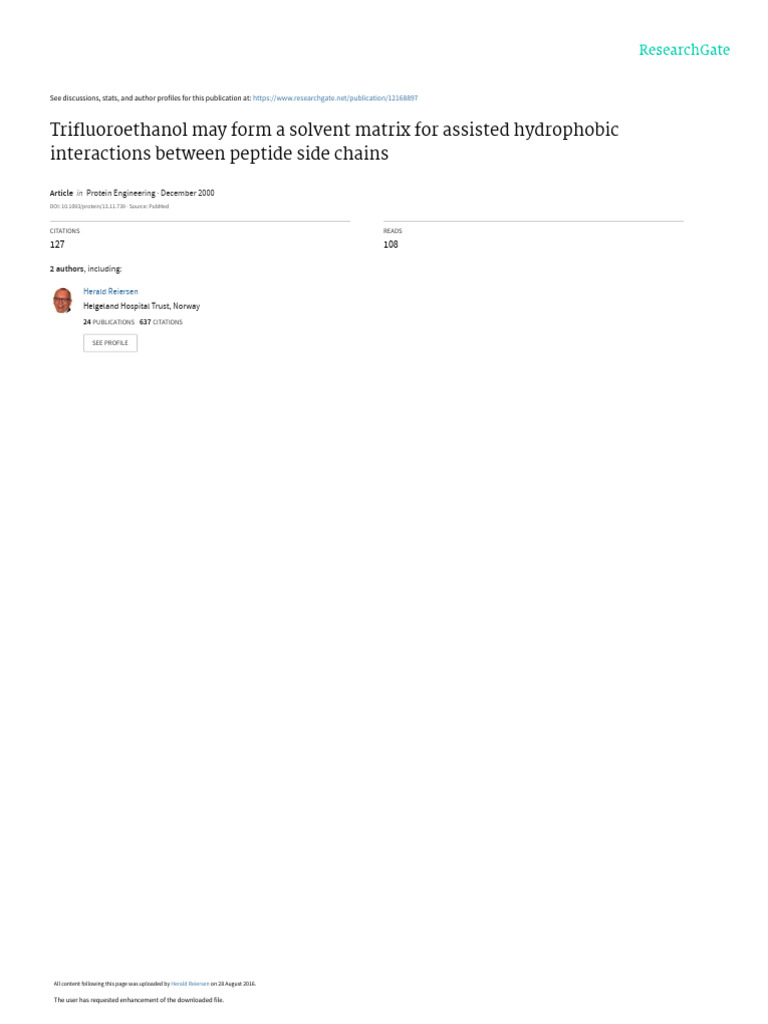 Trifluoroethanol May Form A Solvent Matrix For Ass | PDF | Protein ...