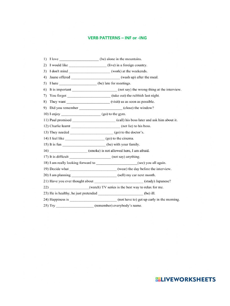 Verb Patterns | PDF