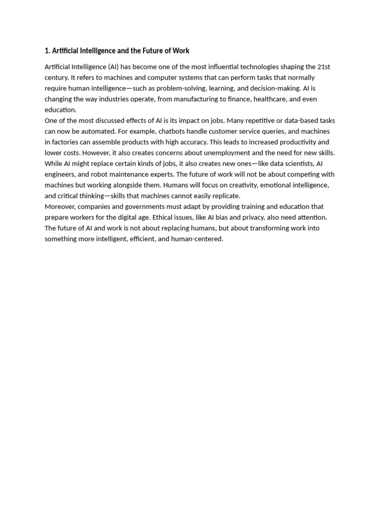Artificial Intelligence and The Future of Work | PDF