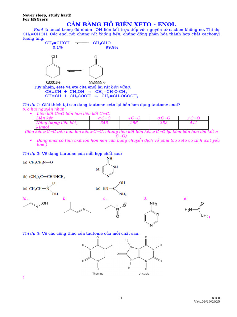 Chuyen de 01 Enol Can Bang Xeto-Enol DONE Sach | PDF