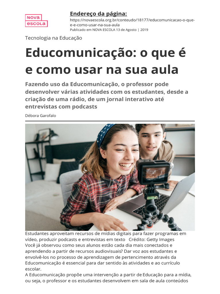 Educomunicação: Como Usar na Aula | PDF | Podcast | Comunicação