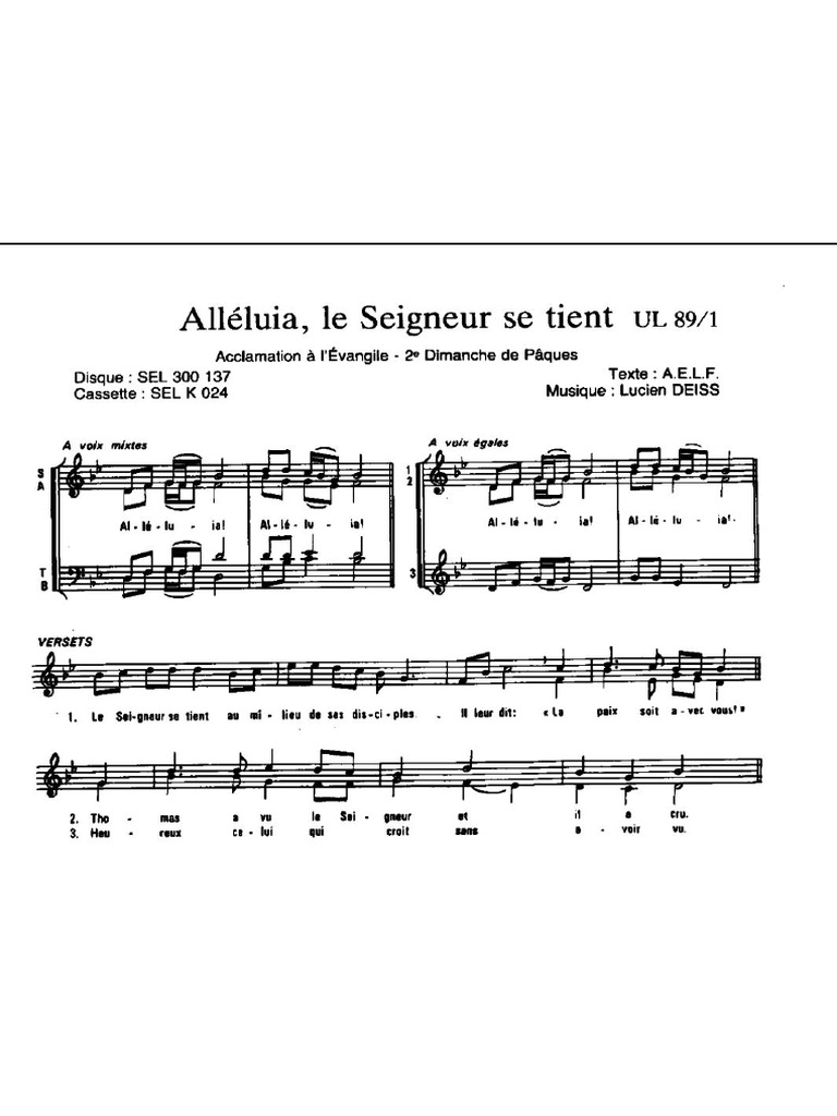 Alléluia, Le Seigneur Se Tient U89 - 1 | PDF