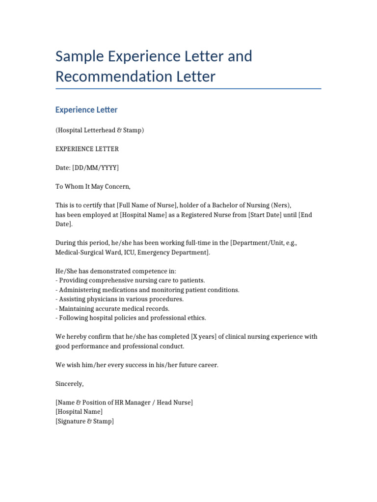 Experience and Recommendation Letters En | PDF