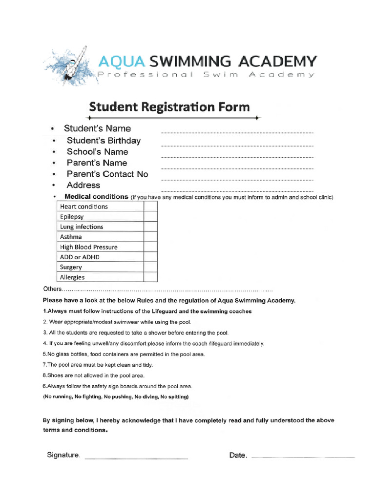 Swimming Consent Form (1) 1 | PDF