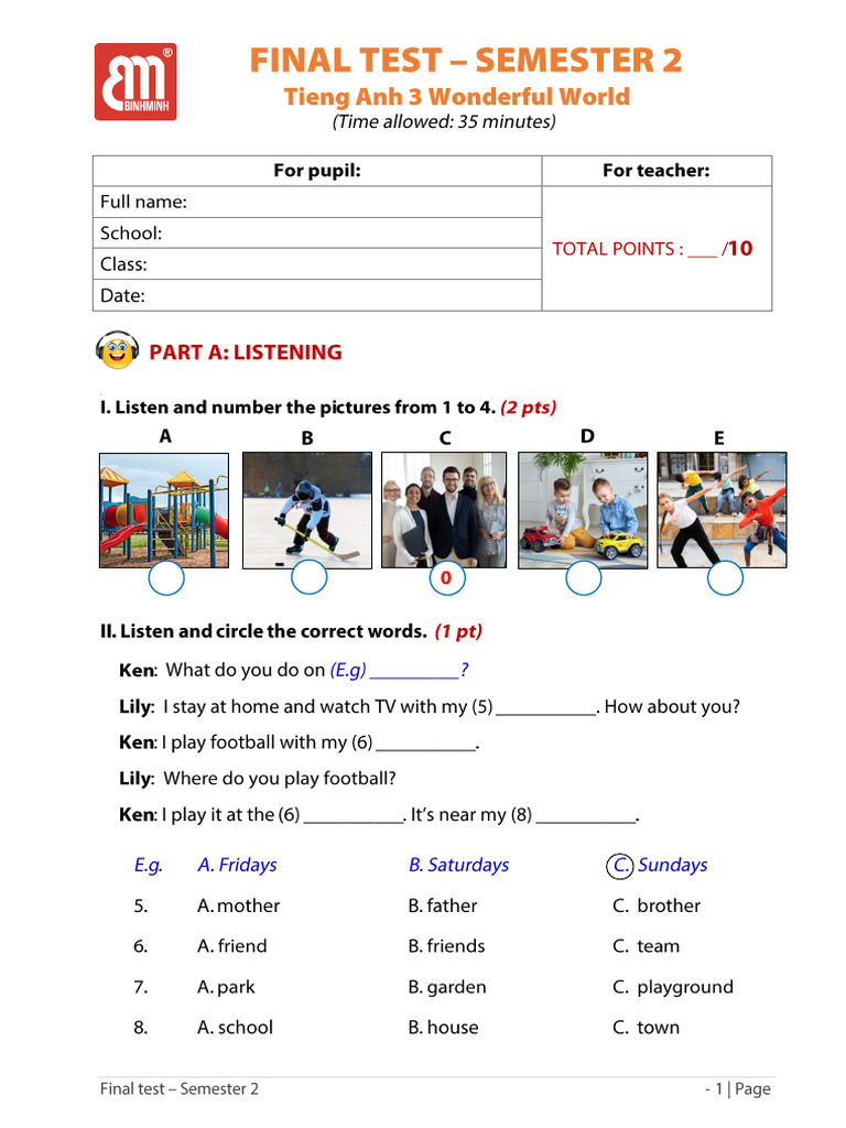 WW3 - Final Test - Term 2 - 100% TN (Advanced) | PDF