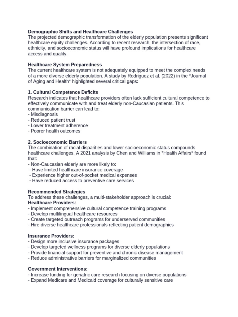 Aging Population Healthcare Challenges | PDF | Health Equity | Health Care