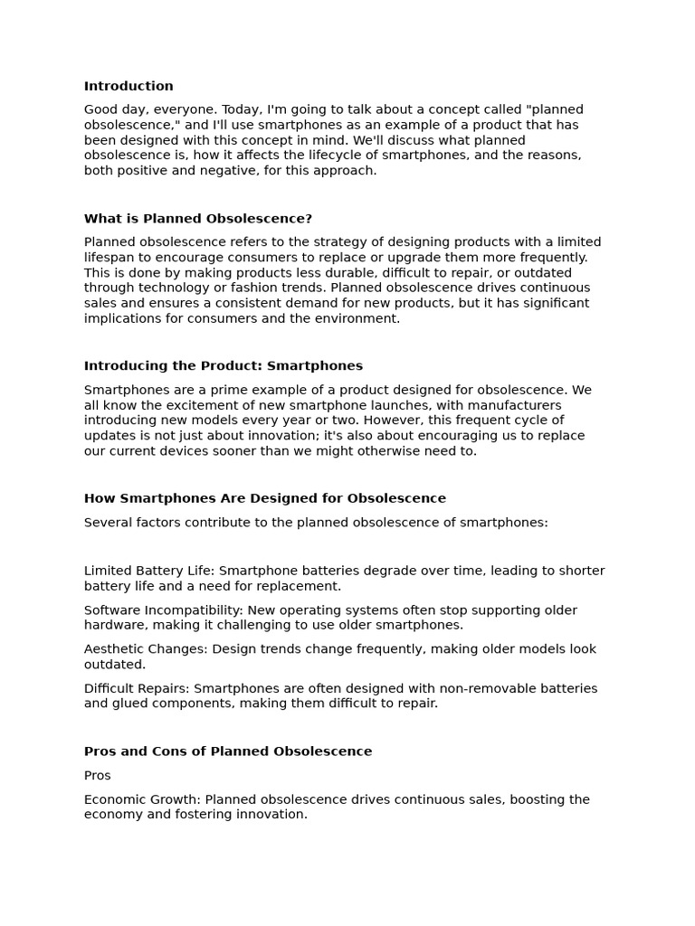 Presentation About Planned Obscelence | PDF | Smartphone | Innovation